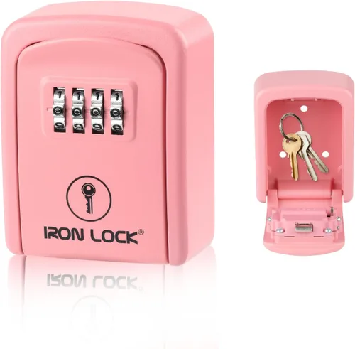 Miniatura 15 de Iron Lock® - Caja de bloqueo de llave pequeña para montaje en pared con código, para exteriores (negro) 10,000 resettable combos, no app or dead