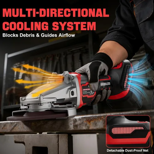 Miniatura 8 de Ecarke Amoladora angular de cabeza plana compatible con batería Milwaukee de 18 V, 4-1/2 a 5 pulgadas, 11000 RPM, sistema de seguridad múltiple