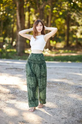 Miniatura 4 de Lannaclothesdesign Pantalones de harén para mujer, cintura alta, pantalones de yoga bohemios con bolsillos, ropa hippie bohemia