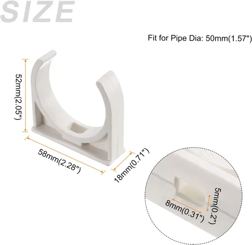 Miniatura 2 de METALLIXITY Clips de tubería de agua de PVC (1.969 in/1.97 pulgadas), 20 unidades, abrazaderas de plástico en forma de U, para manguera de tubería