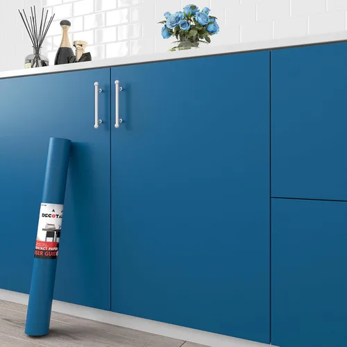 Decotalk Papel adhesivo azul para encimeras, papel adhesivo azul marino, impermeable, para despegar y pegar, papel tapiz para gabinetes, papel tapiz
