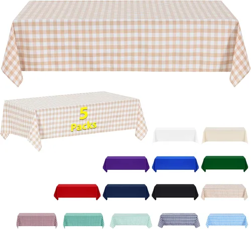 Miniatura 67 de ABCCANOPY Paquete de 3 manteles rectangulares de poliéster de 60 x 84 pulgadas, para interiores y exteriores, resistentes a las manchas, lavable