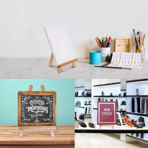 Miniatura 6 de US Art Supply - Lienzo estirado de 8 x 8 pulgadas con caballete de mesa pequeño de madera de 10.5 pulgadas (paquete de 6) para pintura y soporte