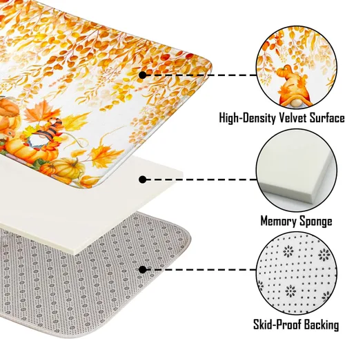 Miniatura 7 de Lutto Cortina de ducha de otoño para baño, juego de baño de otoño con cortina de ducha y alfombras, cortinas de ducha de calabaza de Acción