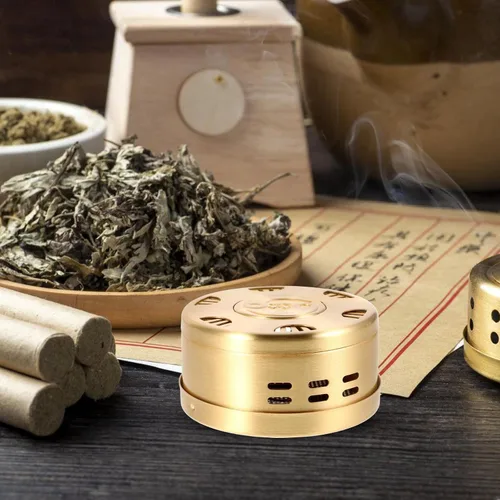 Miniatura 9 de Ipetboom Kit de caja de moxibustión de cobre portátil, 4 piezas, temperatura ajustable, sin humo, soporte para quemador de moxa para terapia