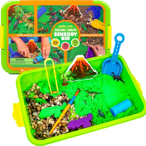 Made By Me Explore + Create Dino Galaxy Sensory Bin, divertidos contenedores sensoriales para niños pequeños de 3+, juguetes sensoriales táctiles