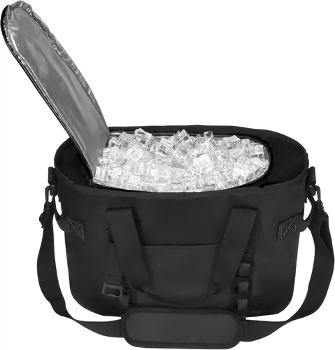 Bolsa térmica aislada para 20 latas, plegable, a prueba de fugas, para acampar al aire libre, con cremallera, bolsas refrigeradoras portátiles