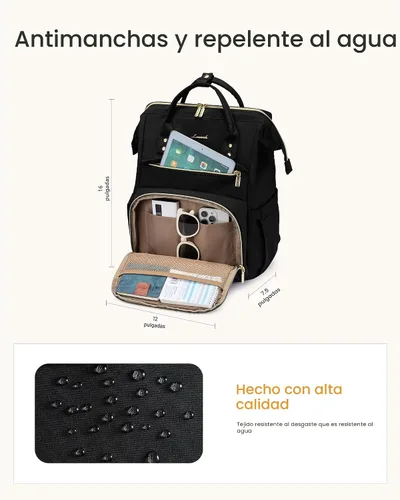 Miniatura 5 de LOVEVOOK - Mochila de computadora portátil para mujer con bolsillo gigante para tarros, mochila de 15.6 pulgadas, impermeable, mochila de viaje