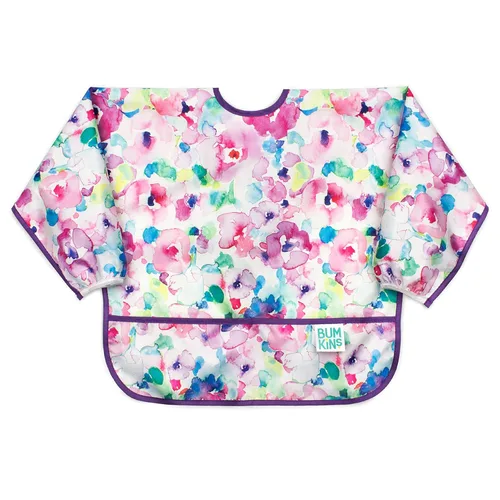 Bumkins Babero con mangas para bebé, babero para niños pequeños, smock, tela impermeable, se adapta a edades de 6 a 24 meses, acuarela Acuarela E6