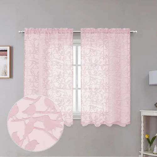 Miniatura 41 de OVZME Anji - 2 paneles de cortinas traslúcidas de gasa marrón de 72 pulgadas de largo para dormitorio, doble bolsillo para barra, tela ligera