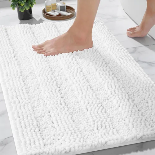 Miniatura 64 de Yimobra Alfombras lavables para baño, alfombra de baño de chenilla súper suave y absorbente para piso y alfombra, alfombra antideslizante de secado