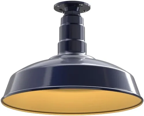 Miniatura 22 de Steel Lighting Co. Carson Barn Light Colgante montado en el techo Cúpula de 16 pulgadas Cable negro Luz de acero de estilo industrial