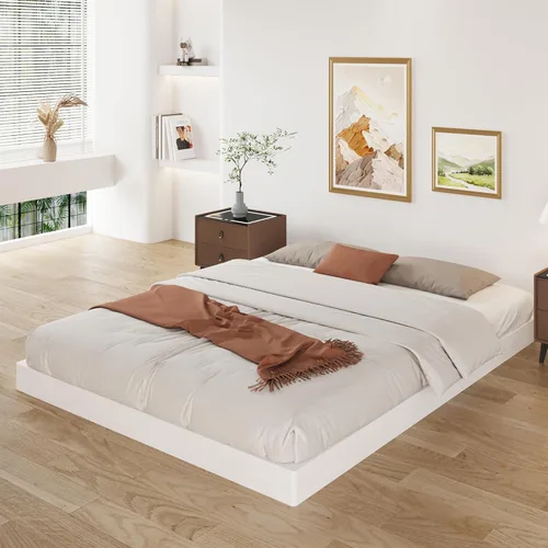 Miniatura 3 de Lutown-Teen Somier de 3 pulgadas de perfil bajo para cama Queen, somier metálico resistente para base de cama Queen con cubierta de tela, base de 3