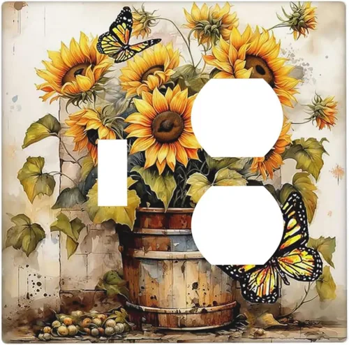 Miniatura 98 de Cubiertas Decorativas de Tomacorrientes Estilo Gótico Cuervo Flores Púrpuras 1 Gang Interruptor de Luz Simple Basculante Placa Cubierta Placas