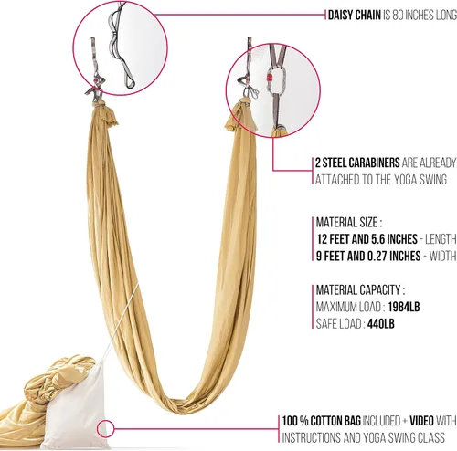 Miniatura 2 de Pinc Active Silk Aerial Yoga Swing & Hammock Kit for Improved Yoga Inversions, Flexibility & Core Strength