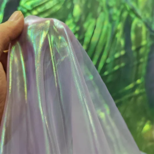 Miniatura 28 de Tela de encaje de organza con gradiente láser arcoíris mágico, tela de gasa holográfica iridescente para vestido de novia, cortina, fondo, fiesta