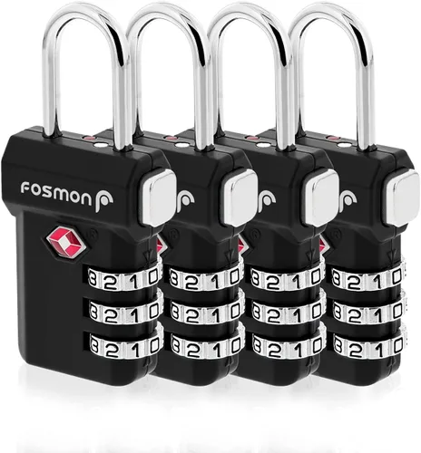 Miniatura 10 de Fosmon Cerraduras de equipaje aceptadas por la TSA, indicador de alerta abierta Fosmon de 3 dígitos con combinación de códigos de candado, cuerpo