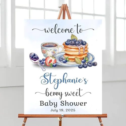 lmhlyly Póster de bienvenida de Sweet Little Berry Baby Shower, cartel de fiesta temática de arándanos, decoración de celebración de fiesta