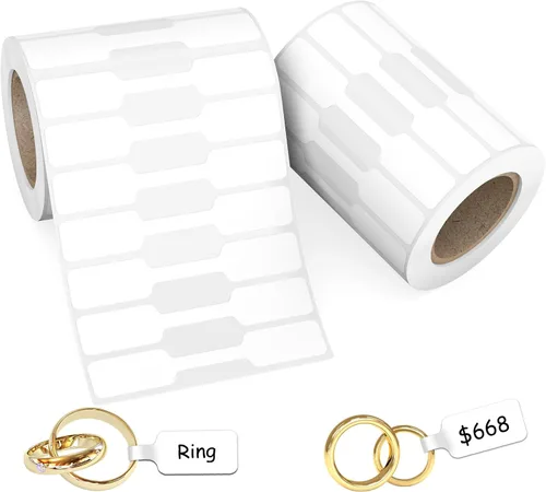 1000 etiquetas de precio de joyería, rollo para etiquetas de exhibición de collares, anillos, etiquetas de identificación autoadhesivas en blanco,