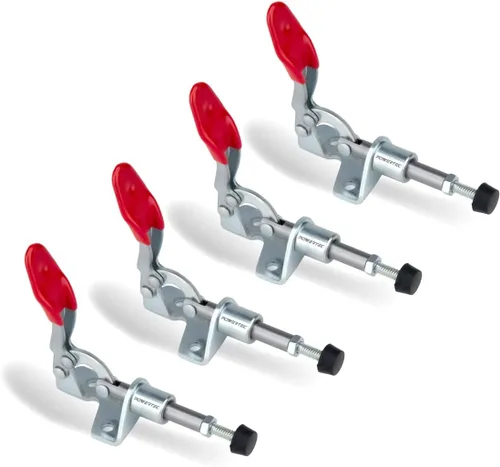 Miniatura 12 de POWERTEC 1PK Abrazadera de palanca, capacidad de 500 lbs, 225D Abrazaderas de liberación rápida horizontales con punta de presión de goma