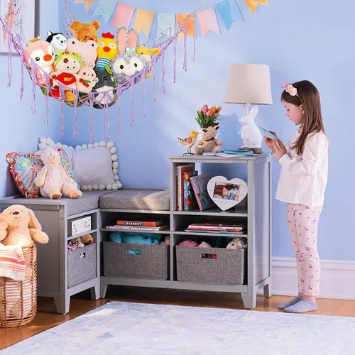 Miniatura 6 de Hamaca de red de animales de peluche para juguetes de peluche, red de peluche para decoración de habitación de niños, almacenamiento de animales