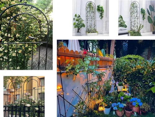 Miniatura 8 de Paquete de 2 Enrejados de Jardín de Metal de 70.8" de Alto x 19.7" de Ancho con Revestimiento Negro, Panel de Rejilla de Alambre en Celosía