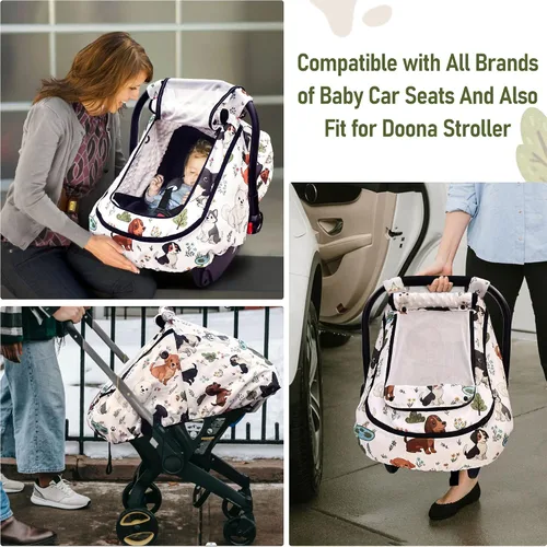 Miniatura 7 de YVMVDV - Funda impermeable para asiento de automóvil para bebé, funda de asiento de automóvil patentada para clima frío para bebés, toldo para niños