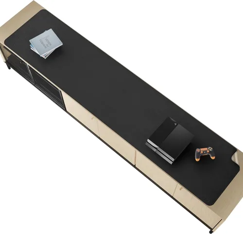 Miniatura 28 de Vyaaa Tapete de cuero para escritorio, 63" x 23.6" pulgadas, protector de escritorio de cuero, impermeable, extra grande, alfombrilla de mouse Negro