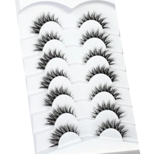 Miniatura 172 de Pooplunch - Pestañas postizas finas de visón sintético, estilo ojo de gato, naturales, cruzadas, tipo racimo, efecto 8D de volumen, tiras