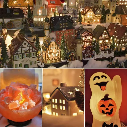 Miniatura 8 de KGC Paquete de 4 cables de accesorios con bombilla LED C7, cable de luz de molde de soplado interior de 6 pies con enchufes para calabazas