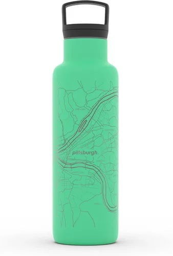 Miniatura 73 de Well Told Botella de agua aislada con mapa de Washington DC grabado, botella de acero inoxidable grabada (21 onzas, blanco) botella aislada de mapa