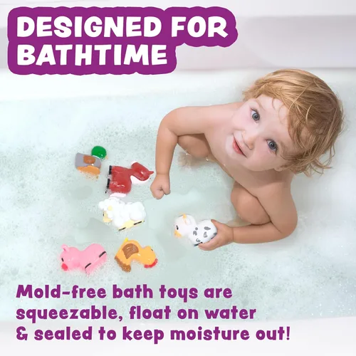 Miniatura 2 de Tub Works® Barnyard™ - Juguetes de baño sin moho, paquete de 6 Diseño de juguetes de baño sellados y sin agujeros que mantiene la humedad fuera