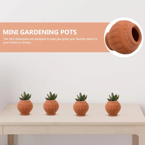 Miniatura 7 de Happyyami Macetas pequeñas de terracota, paquete de 4 macetas pequeñas de arcilla con agujeros de drenaje para suculentas, decoración de escritorio