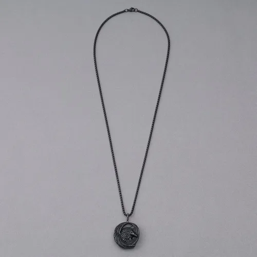 Miniatura 6 de COAI Collar de obsidiana con águila audaz para hombre
