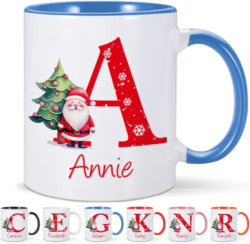 Miniatura 10 de Tazas de Navidad personalizadas, taza de café de Navidad personalizada con nombre inicial, taza de cacao caliente personalizada para niños, tazas