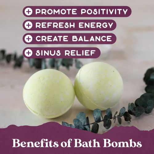 Miniatura 2 de Purple Canyon Bombas de baño de eucalipto para mujer Bomba de baño energizante de menta y eucalipto con aceites esenciales naturales Set
