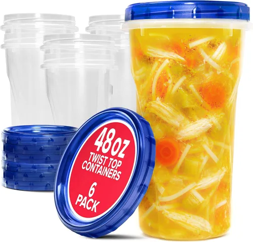 Miniatura 9 de Stock Your Home Recipientes de plástico de 4 onzas con tapas giratorias (paquete de 6), recipientes pequeños para congelador de 1/2 taza