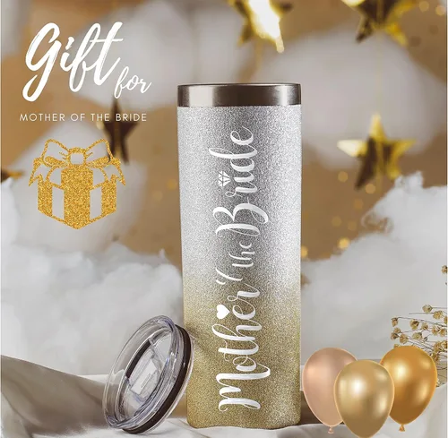 Miniatura 6 de Onebttl Regalos para madre de la novia, vaso delgado de acero inoxidable de 20 onzas con tapa y popote en fiesta de boda para novias, madres