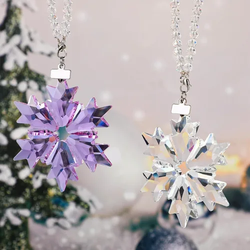 Miniatura 4 de Remerry Adorno navideño de copo de nieve de cristal para árbol, colgante de cristal de copo de nieve transparente, regalo de adorno de Navidad
