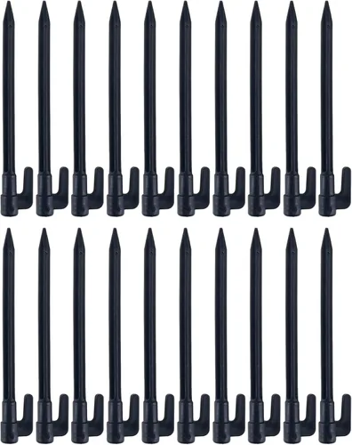 Miniatura 8 de 30 estacas de plástico resistente de 6 pulgadas para bordes de paisaje, estacas de anclaje, soporte para plantas, estacas de césped, estacas de Negro