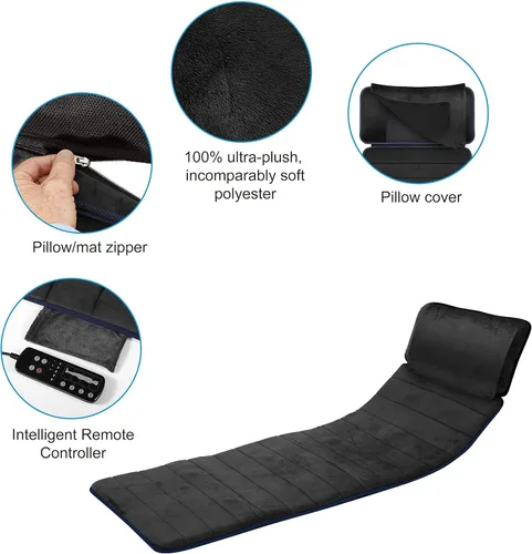 Miniatura 7 de COMFIER Esterilla de masaje de cuerpo completo con calor y vibración - 10 motores, control por aplicación, almohada de cuello shiatsu móvil y 4