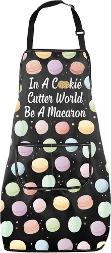 MNIGIU Chef Pastelero Regalo In A Cook Cutter World Be A Macaron Delantal para amantes de la repostería, regalo para hornear, delantal de cocina,