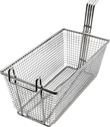 Miniatura 3 de TrueCraftware -Cesta rectangular de 12-1/8 x 6-1/4 x 5-1/4 pulgadas con gancho, hierro chapado en níquel resistente con mango recubierto de naranja