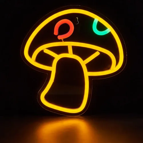 Miniatura 11 de Letrero de neón LED con forma de hongo de neón, luz nocturna alimentada por USB, arte de pared 3D y sala de juegos, dormitorio, sala de estar, rojo