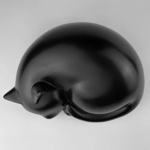 Urna conmemorativa de gato durmiente, recuerdo de cremación de resina negra, homenaje para mascotas de interior, 8 x 5.5 x 4 pulgadas, contenedor de