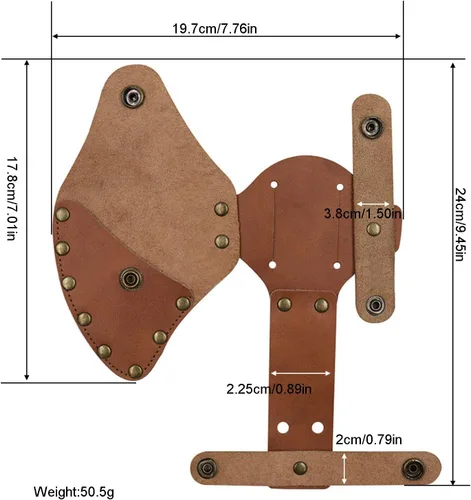 Miniatura 2 de Funda de cuero para hacha, funda duradera para cabeza de hacha con múltiples broches para un transporte seguro del hacha, cubierta de cuero rústico
