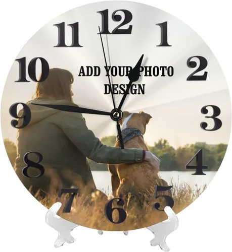 Miniatura 2 de Reloj de pared personalizado, diseño de tu foto, imagen, texto, logotipo, reloj de pared redondo sin tictac para aniversario, boda, día de San