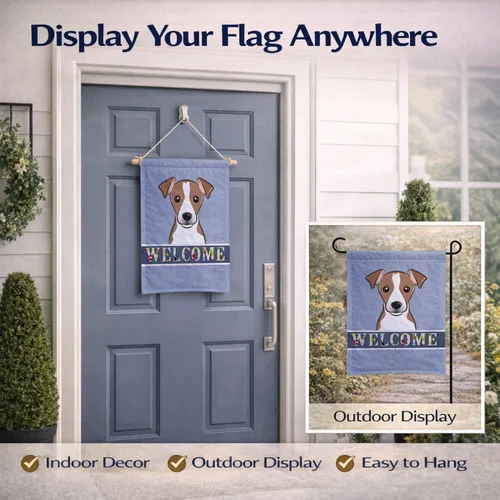 Miniatura 7 de Caroline's Treasures BB1446GF - Bandera de bienvenida para jardín de Jack Russell Terrier, bandera de buzón azul, bandera decorativa para patio