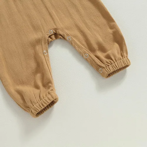 Miniatura 5 de Mameluco unisex de manga corta para bebé recién nacido, con botones, de una pieza, ropa de color sólido