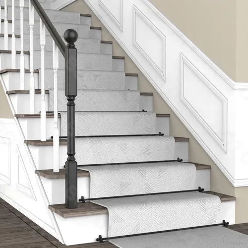 Miniatura 5 de Barras de escalera para alfombras de hasta 28/32/36 pulgadas de ancho, estilo minimalista, juego de barras de alfombra con remate esférico